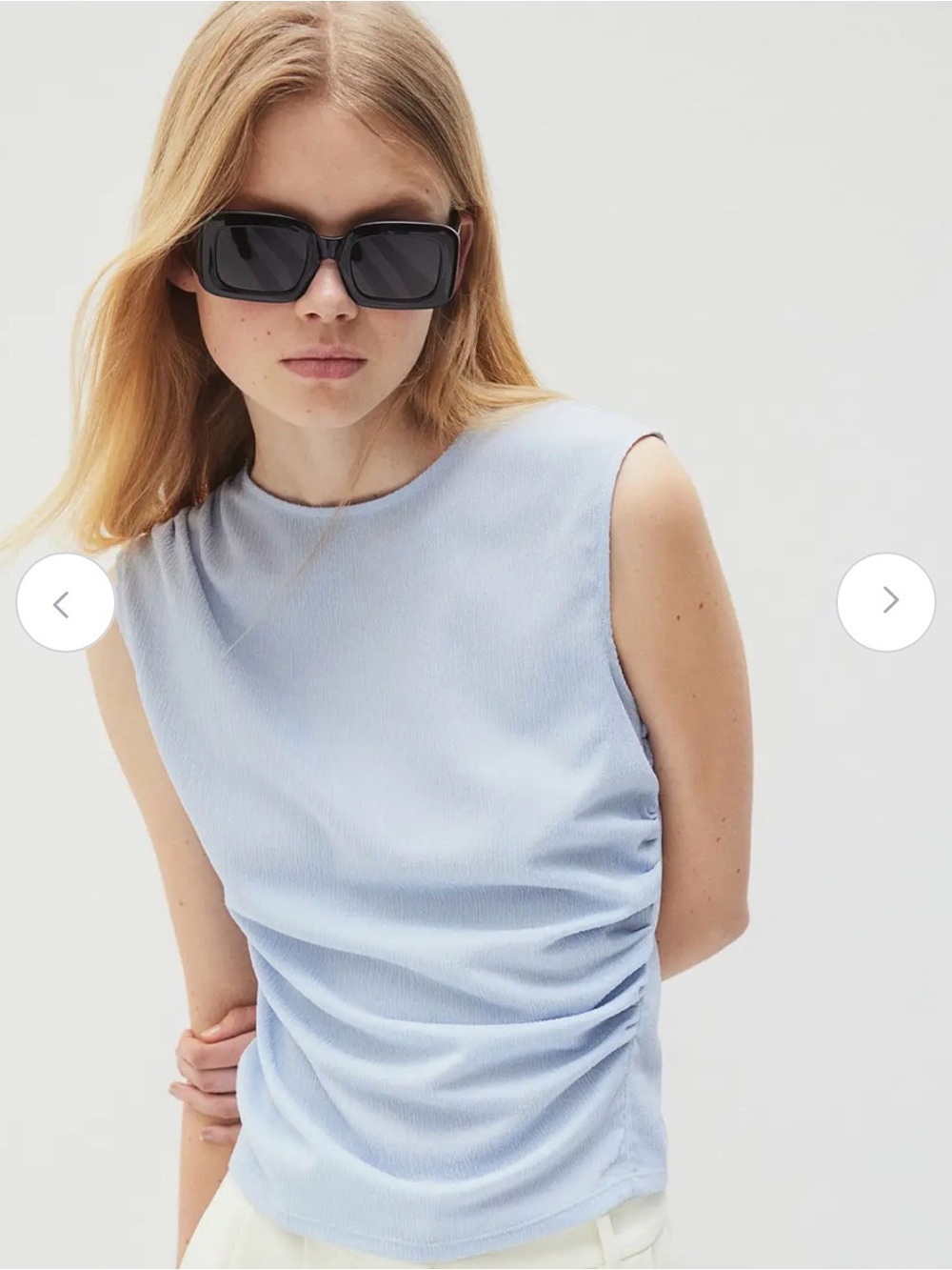 H&M Light Blue Sleeveless Draped Top